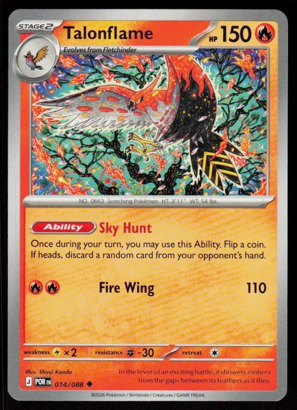 Talonflame 014/088 Uncommon Perfect Order Pokemon Near Mint