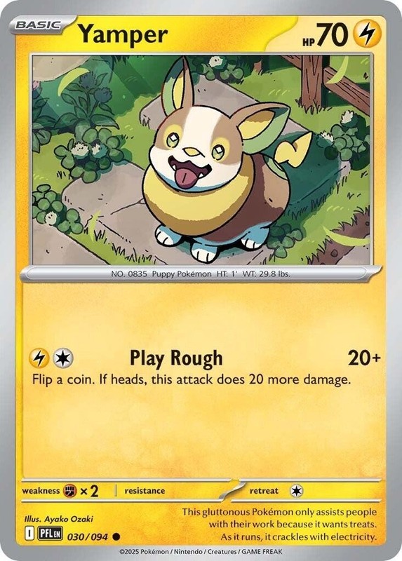 Yamper – 030/094 PFL 030/094 Pokémon ME02: Phantasmal Flames Common Reverse H…