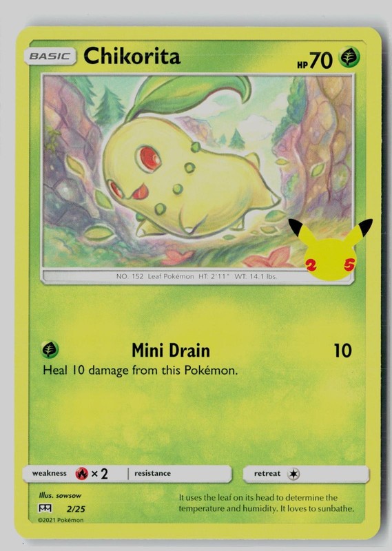 Chikorita 002/025 Promo McDonald’s 25th Anniversary Promos Pokemon NM