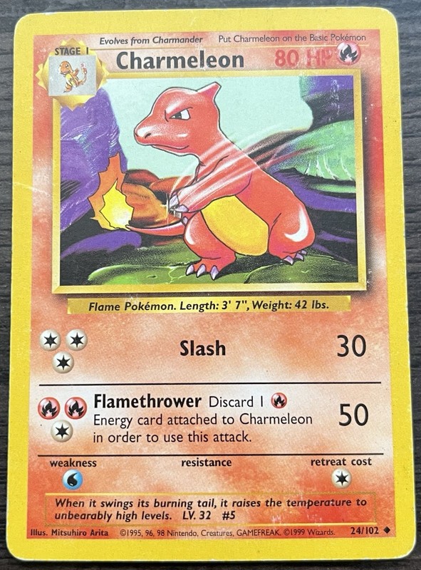 Charmeleon 024/102 Pokemon TCG WOTC Base Set Uncommon Heavy Play HP