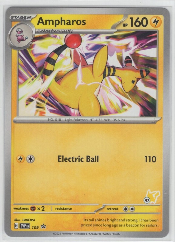 Pokemon Scarlet & Violet Black Star Promo – Ampharos SVP 109 Pikachu Stamp #47