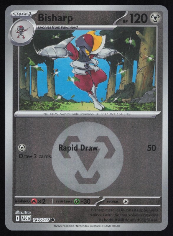 Bisharp (Energy Symbol Pattern) 147/217 Common Pokemon Ascended Heroes ASC NM