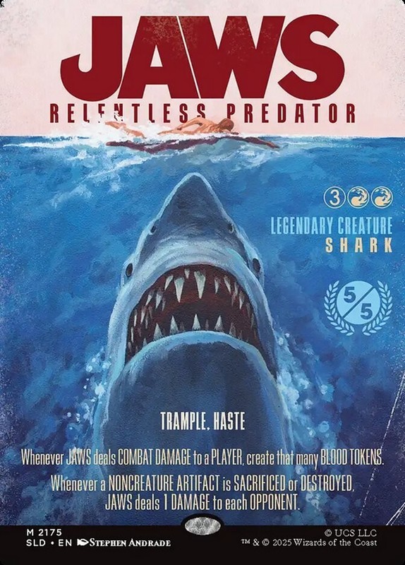 Jaws, Relentless Predator (Rainbow Foil) Secret Lair Drop Foil Playtest Card