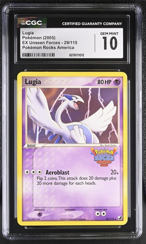 Pokemon Lugia 29/115 EX Unseen Forces Rocks America – CGC 10
