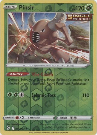 PINSIR 001/203 EVOLVING SKIES POKEMON (REVERSE HOLO, NM)