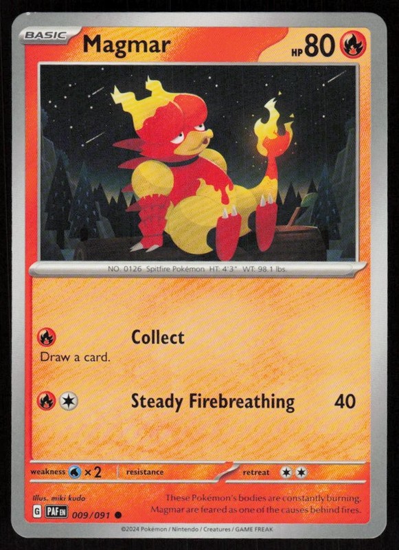Magmar 009/091 Common Paldean Fates Pokemon NM