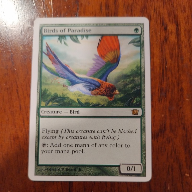MTG Birds of Paradise, 8th Edition core set, RARE, EX cond. 2003
