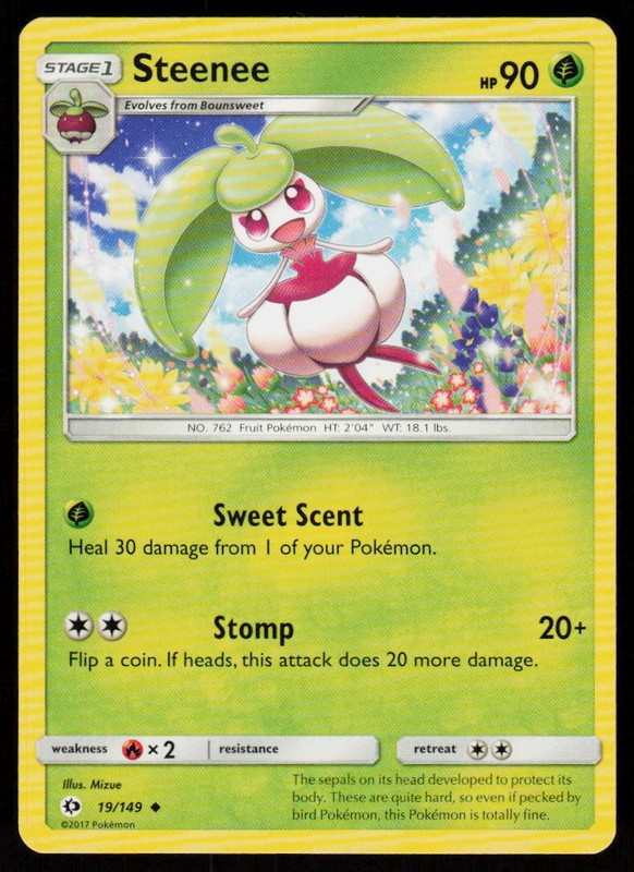 Steenee 19/149 Uncommon SM Base Set Pokemon Near Mint