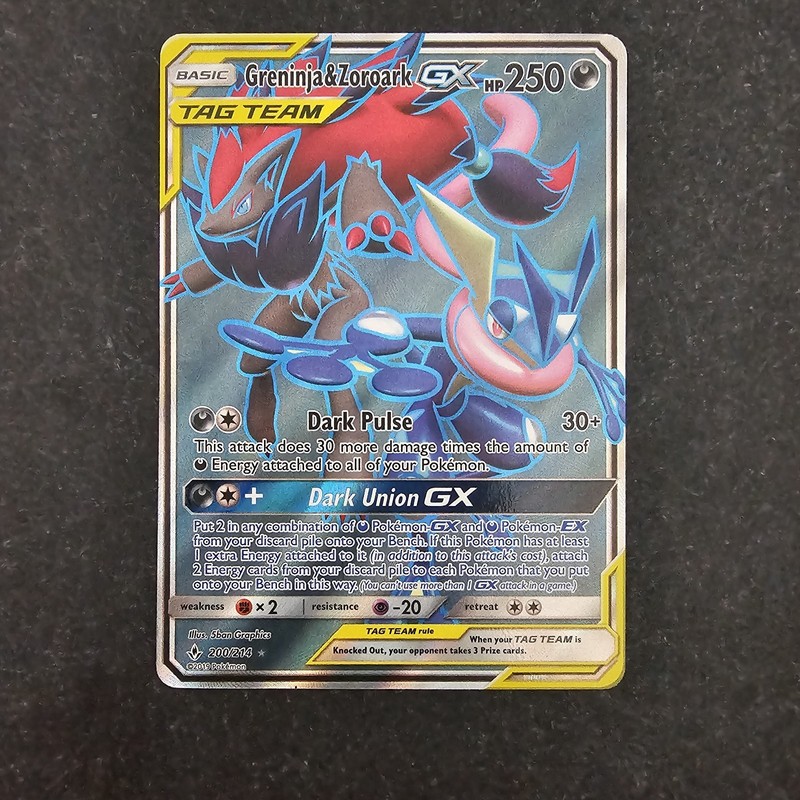 Greninja & Zoroark GX (Full Art) 200/214 Sm-Unbroken Bonds Holo