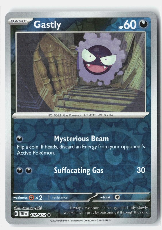 Gastly 102/162 Common Temporal Forces Pokemon Reverse Holo NM Fujimoto Gold