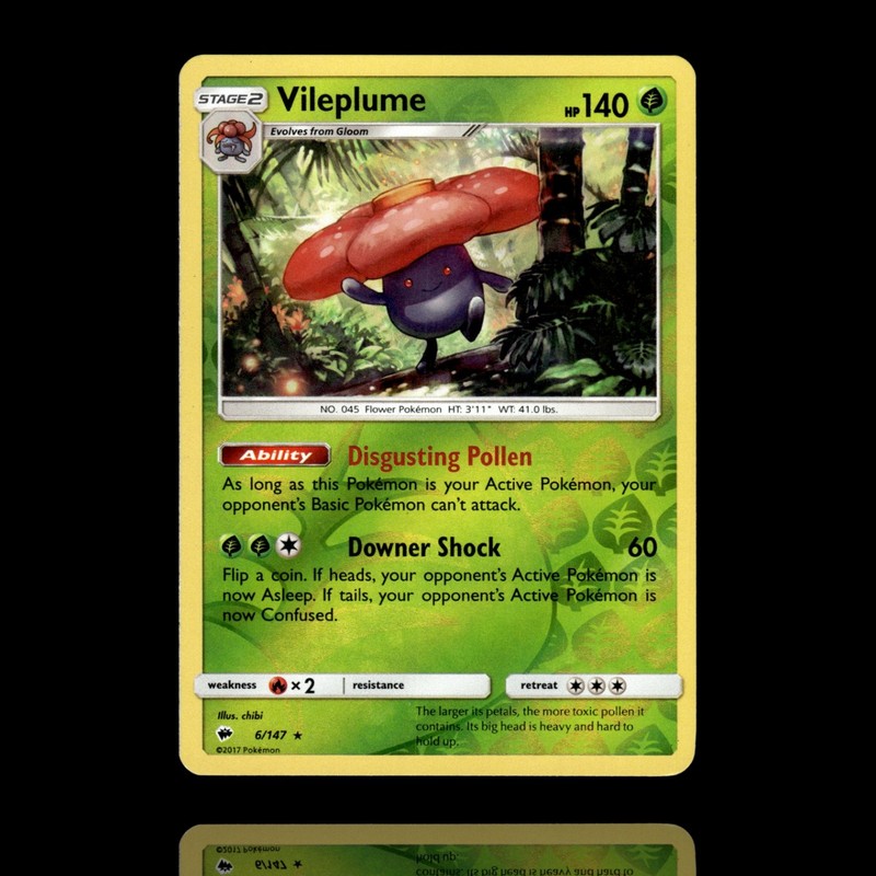 ▸ Vileplume | SM – Burning Shadows | Reverse Holo | 6/147 | NM