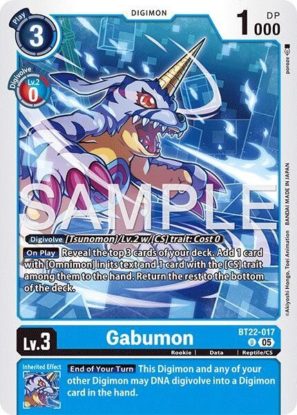 BT22-017 Gabumon Cyber Eden Digimon Card Game x1