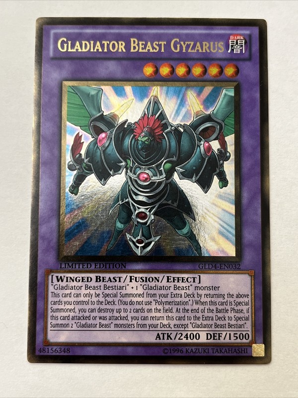 Gladiator Beast Gyzarus GLD4-EN032 – Gold Rare – LP – Limited – Yugioh