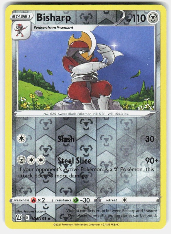 BISHARP 104/163 UNCOMMON BATTLE STYLES POKEMON REVERSE HOLO NM/M