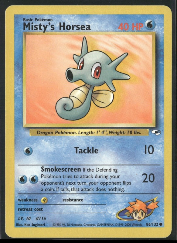 Misty’s Horsea Unlimited Common Gym Heroes 086/132 NM