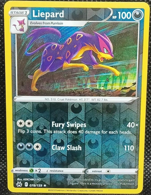 Pokemon – Liepard – 078/159 – Reverse Holo Rare – Crown Zenith – NM/M – NEW
