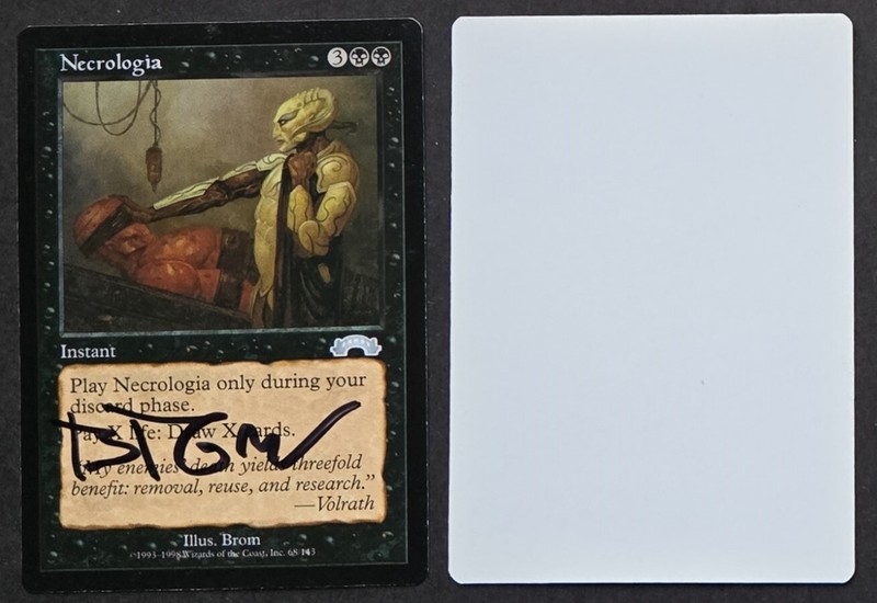 Signed MTG Magic Brom Artist Proof _ Exodus _ NECROLOGIA _ VHTF 1/50!