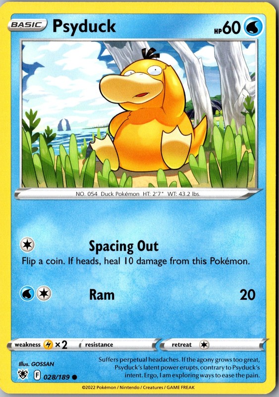 Psyduck 028/189 Common Astral Radiance Lightly Played Pokemon Card Fan Favorite
