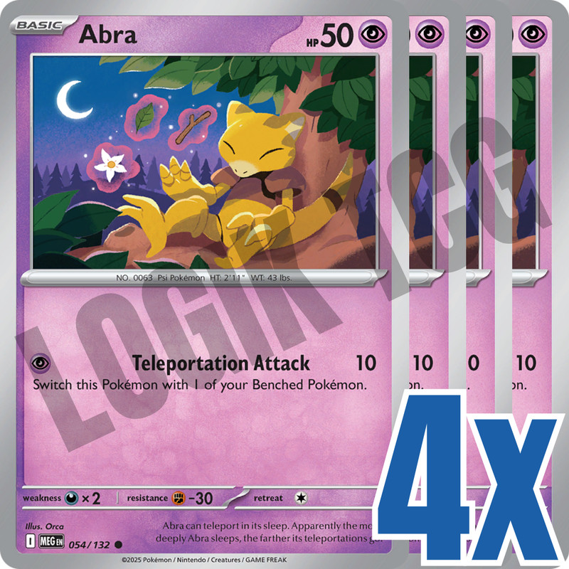 4x Abra 054/132 x4 – Mega Evolutions – Pokemon TCG – Playset