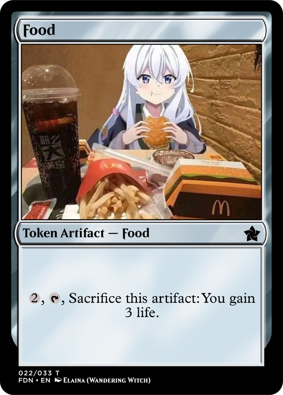 MTG – Food Token – Elaina Fanart – Classic Style Card For EDH / Playtest
