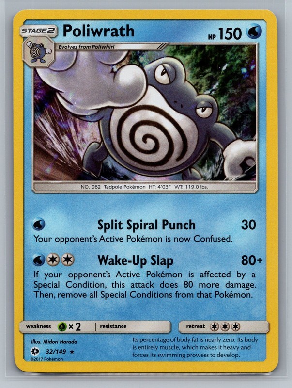 Poliwrath SM Base Set #32/149 Holo Rare,Holo Pokemon Card