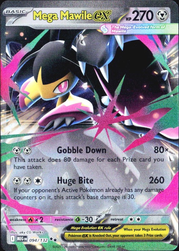 Mega Mawile ex MEG ME01: Mega Evolution #094/132 Double Rare Holo NM