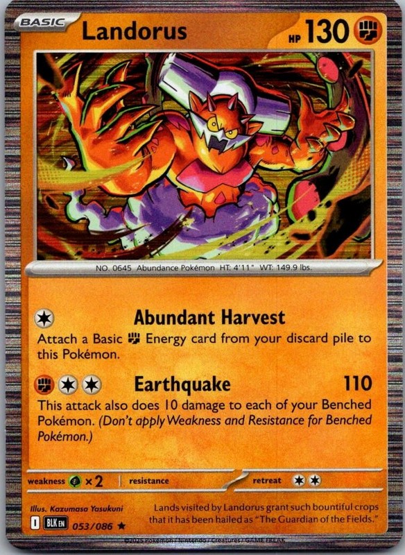 Landorus 053/086 Holo Rare Black Bolt Pokemon Holo Near Mint