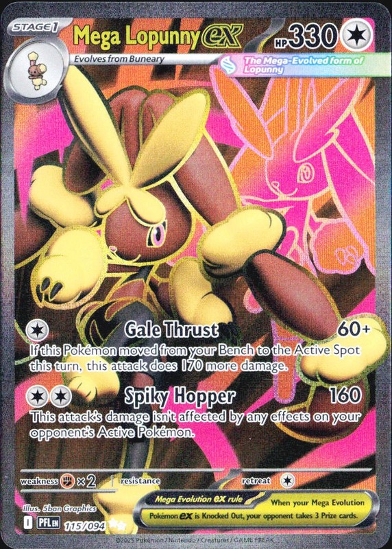 Mega Lopunny ex PFL ME02: Phantasmal Flames #115/094 Ultra Rare Holo NM