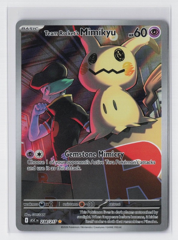 Team Rocket’s Mimikyu Holo Illustration Rare ME: Ascended Heroes 238/217 NM