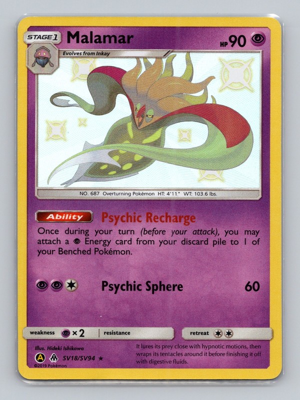 Malamar SV18/SV94 Shiny Holo Rare Hidden Fates: Shiny Vault NM Pokemon