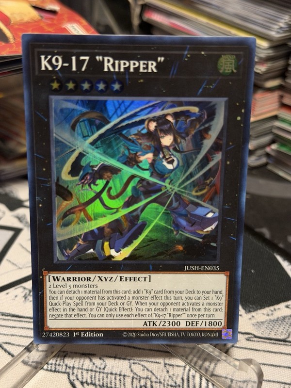 Konami K9-17 Ripper Xyz/Effect 1st Edition Holo Wind JUSH-EN035 ATK/2300 DEF/18… gallery