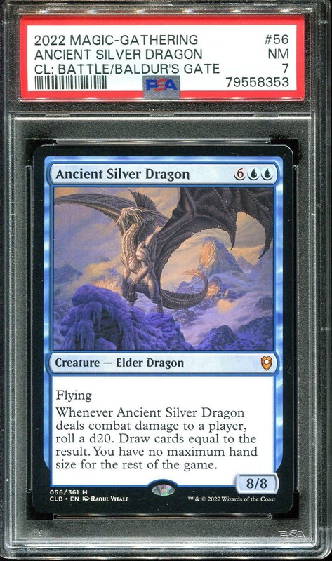 MTG Ancient Silver Dragon PSA 7 Baldur’s Gate CLB NM 56