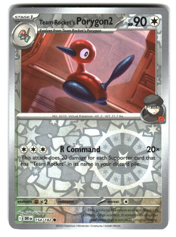 Team Rocket’s Porygon2 154/182 Common Destined Rivals Pokemon Reverse Holo NM