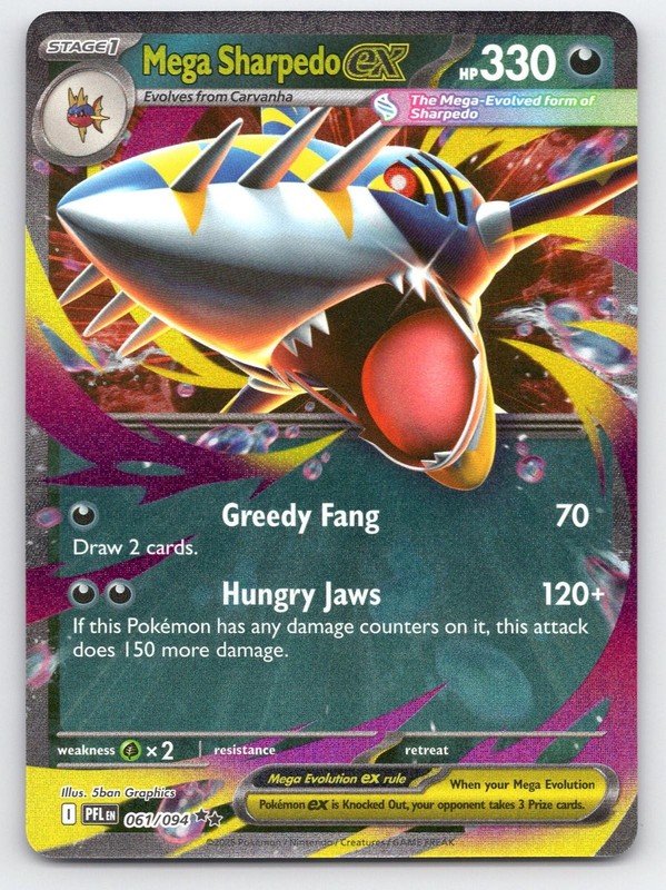 Mega Sharpedo ex 061/094 Double Rare Phantasmal Flames Pokemon Near Mint