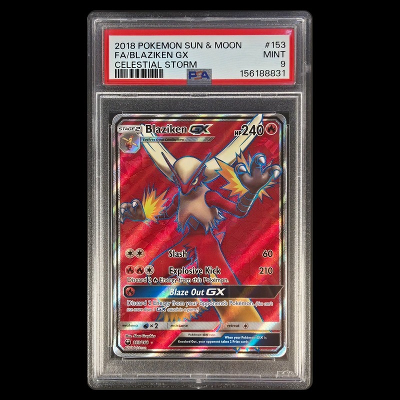 2018 Pokemon Sun & Moon Celestial Storm #153 FA/Blaziken GX PSA 9 MINT