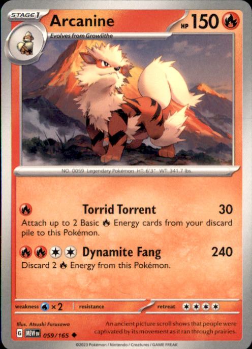 Arcanine Uncommon SV: Scarlet & Violet 151 059/165 NM Atsushi Furusawa 2023