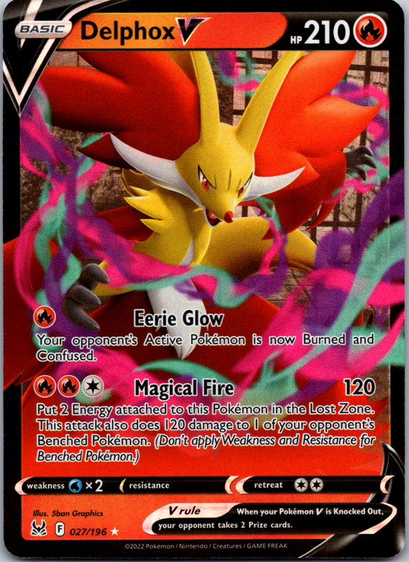 Delphox V #027/196 Holo SWSH11: Lost Origin PLANETA Yamashita NM