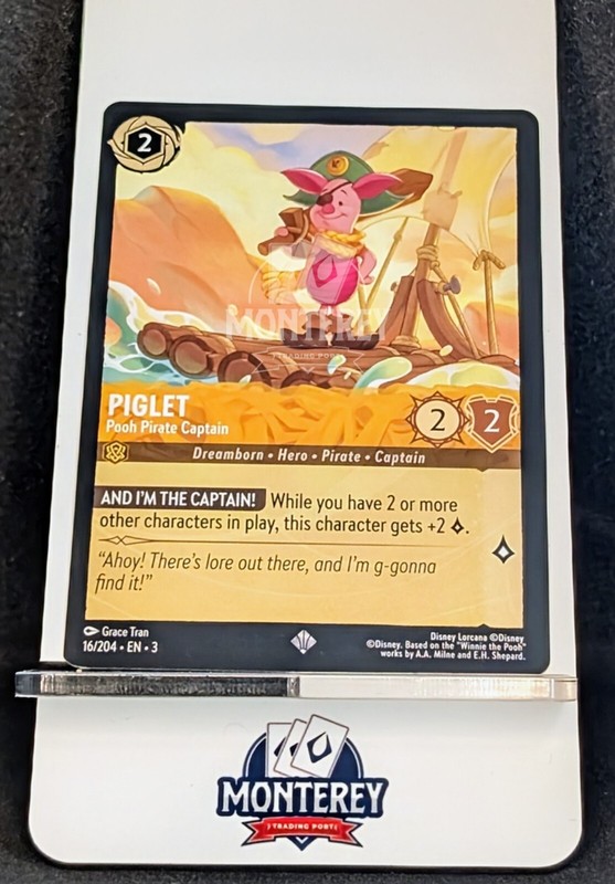 PIGLET Pooh Pirate Captain NM-MINT 16/204 Disney Lorcana TCG non holo EN3