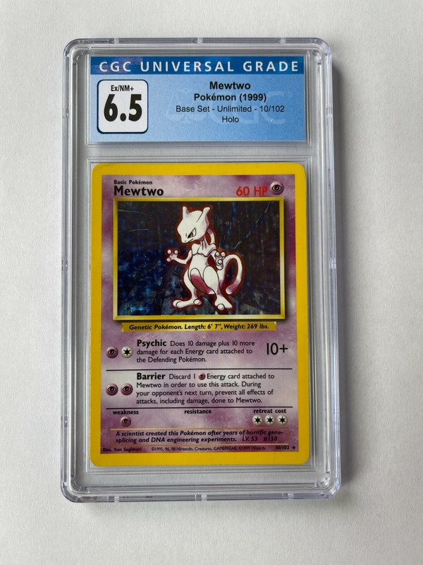 CGC Universal Grade Base Set Mewtwo 10/102 RARE Holo Ex/NM+ 6.5