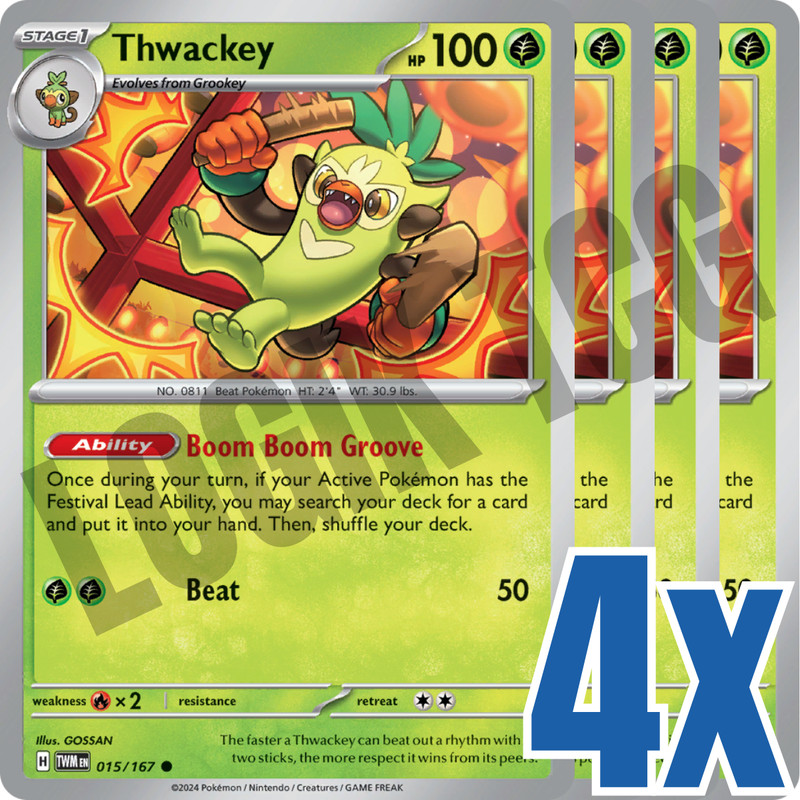 4x Thwackey 015/167 x4 – Twilight Masquerade – Pokemon TCG – Playset
