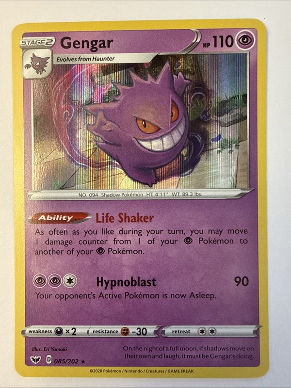 Gengar 085/202 Holo 2020 Pokemon Sword & Shield Holo Rare Card