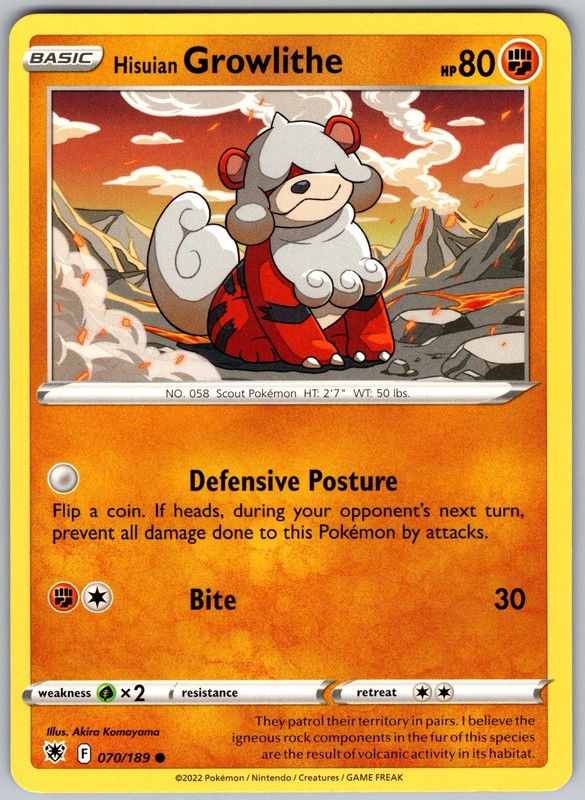 Hisuian Growlithe 070/189 Common Astral Radiance Pokemon Near Mint