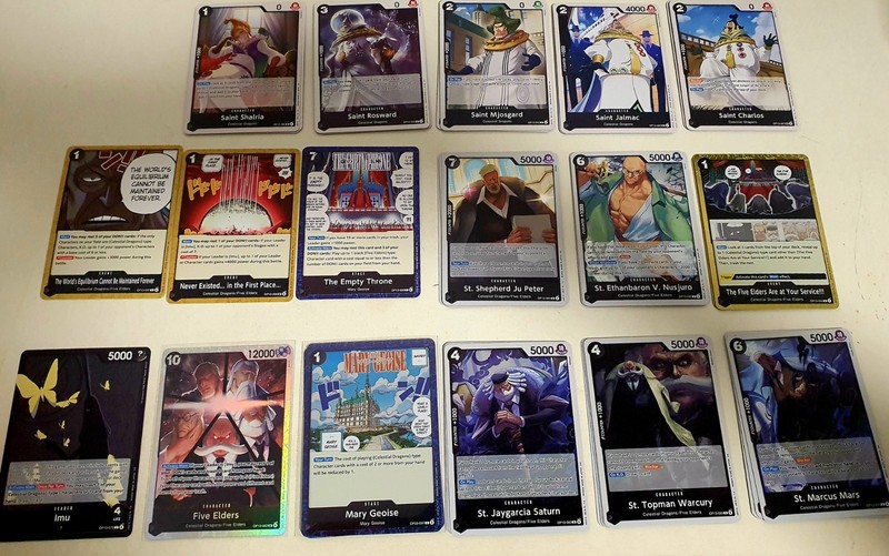 One Piece TCG Celestial Dragons Five Elders Set SR+Imu L+4x Play Sets(50x Cards)