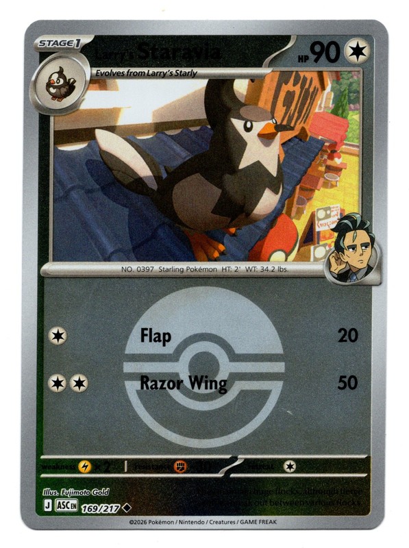 Pokemon Larry’s Staravia (Poke Ball) Reverse Holo Ascended Heroes 169/217 NM