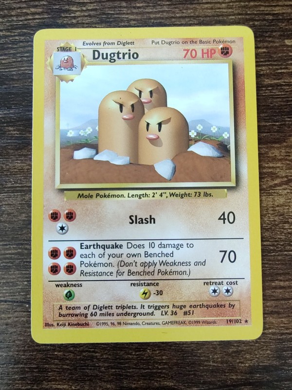 Pokemon Base Set Dugtrio 19/102 Non Holo NM