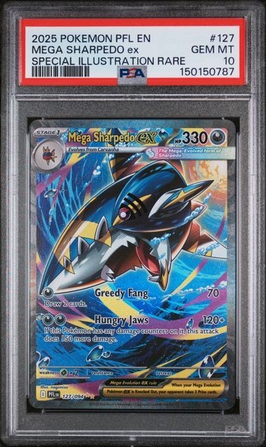 Mega Sharpedo ex 127/094 Me02: Phantasmal Flames Holo PSA 10