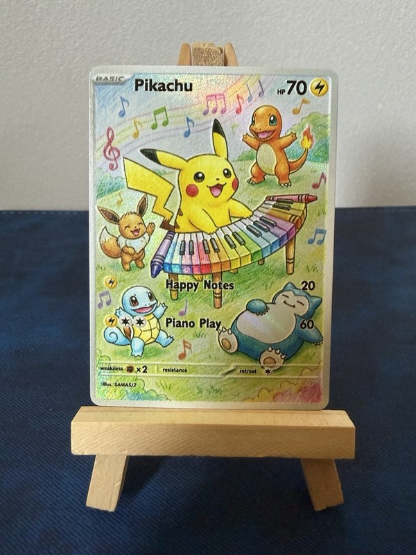 Piano Pikachu Eevee Snorlax Squirtle Charmander Pokemon Card DISPLAY ART