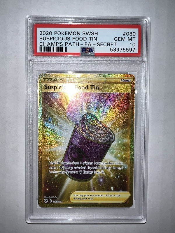 Pokemon Champions Path Suspicious Food Tin #80 Gold secret rare *GEM MINT PSA 10