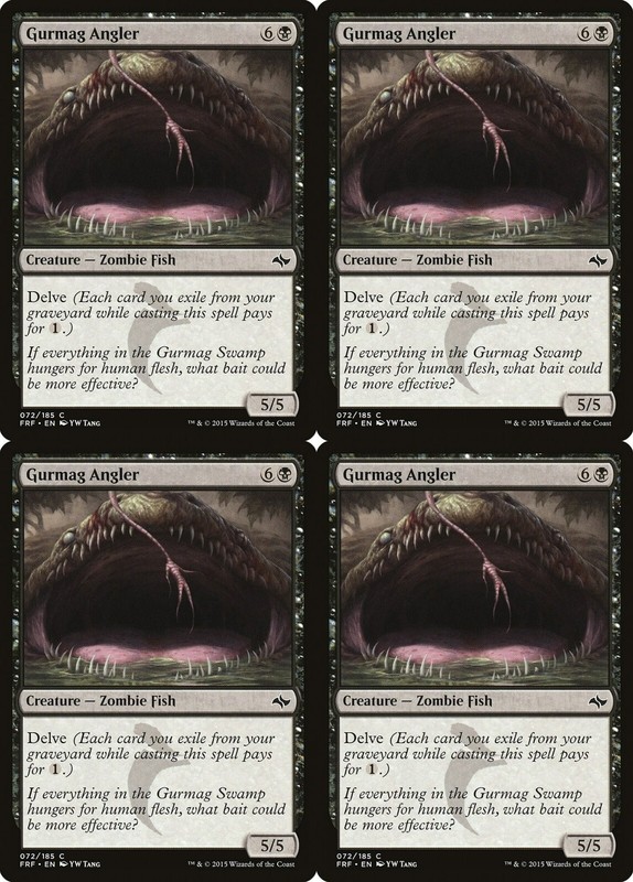 4x MTG 2015 GURMAG ANGLER – ZOMBIE FISH CREATURE – MAGIC CARD x4 copies