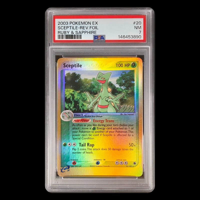 2003 POKEMON EX RUBY & SAPPHIRE #20 SCEPTILE-REVERSE FOIL PSA 7